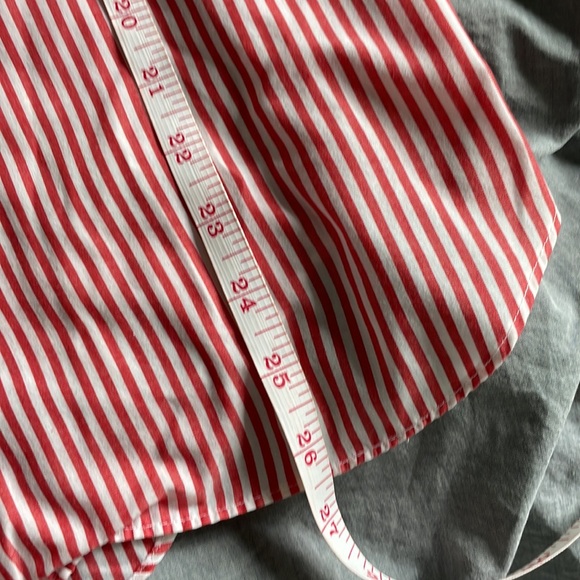 Red and White Striped Short Sleeve Cotton Button Down, Size Large - Picture 8 of 8